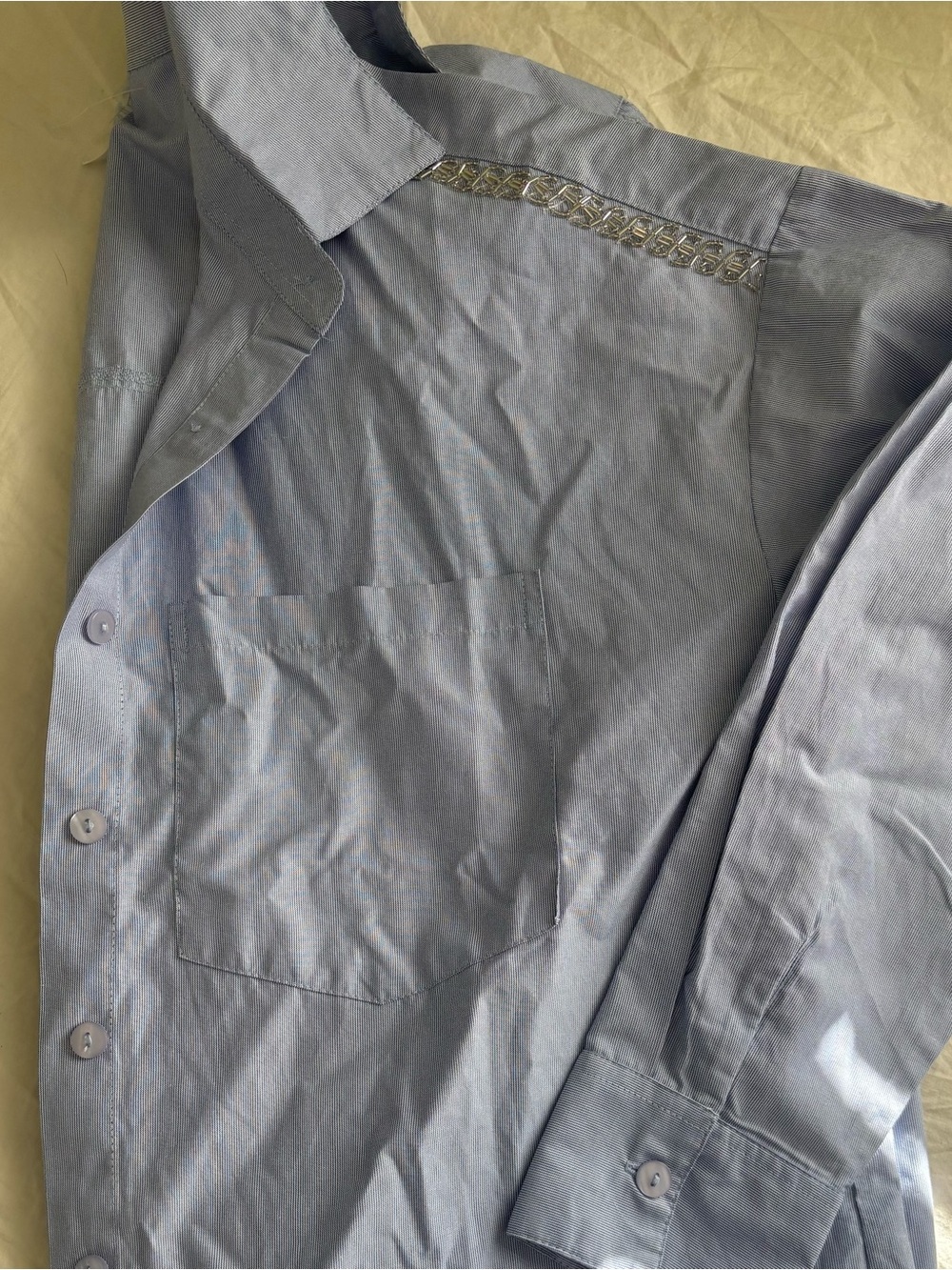 Light Blue Women's Button-Down Shirt with Chest Pocket
